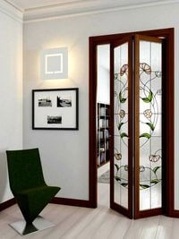 Двери гармошка с витражным декором Брянск
